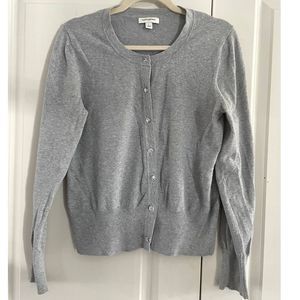 Banana Republic Gray Cardigan, Size L with Clear, Sparkly Buttons